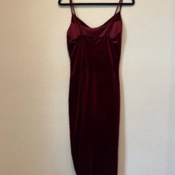 MistyRose Ruched Bodycon Mini Dress – Burgundy Wine Red, Size L - Picture 4 of 6